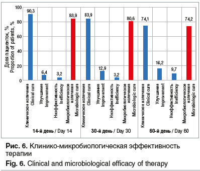 Рис. 6. Клинико-микробиологическая эффективность терапии