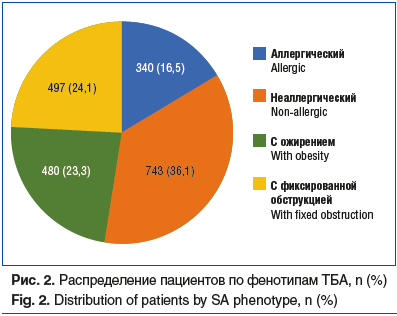 Рис. 2. Распределение пациентов по фенотипам ТБА, n (%) Fig. 2. Distribution of patients by SA phenotype, n (%)