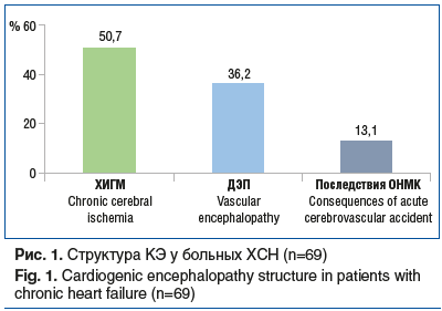 Рис. 1. Структура КЭ у больных ХСН (n=69) Fig. 1. Cardiogenic encephalopathy structure in patients with chronic heart failure (n=69)